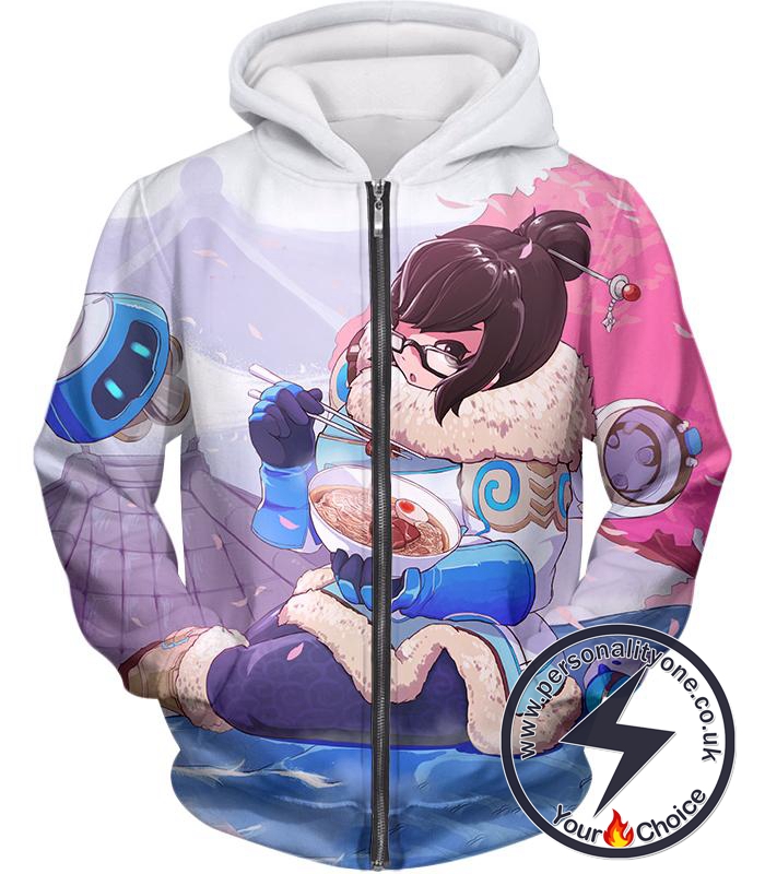 Overwatch Cute Defense Hero Climatologist Mei Zip Up Hoodie